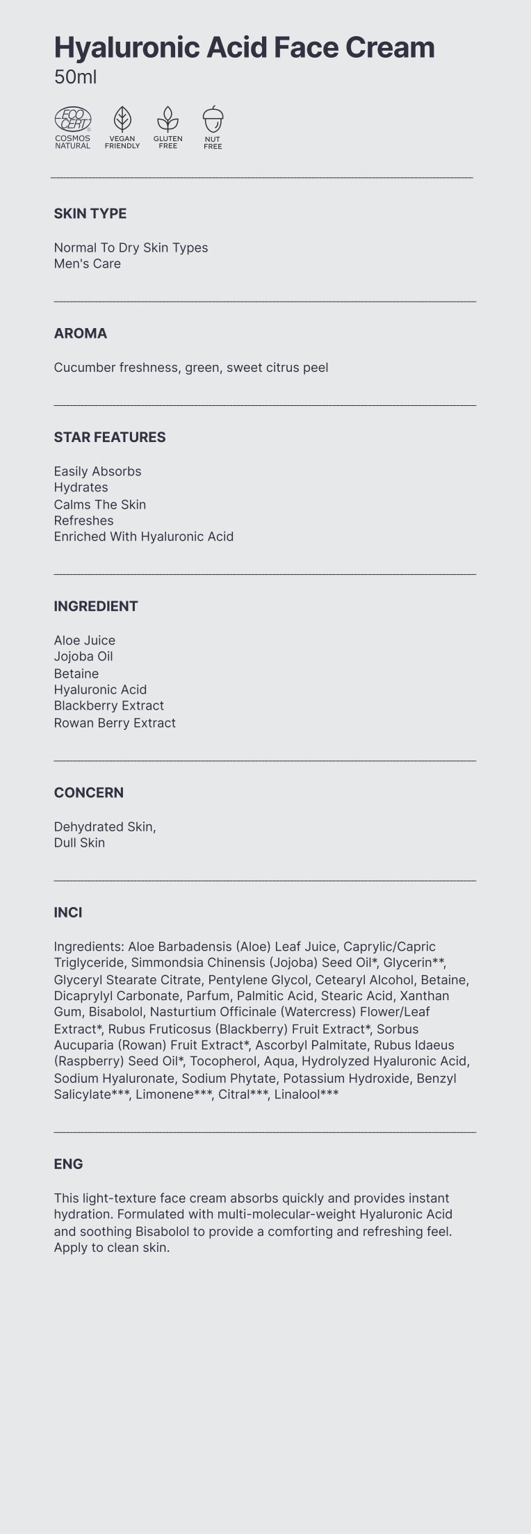 Natural. Hyaluronic Acid Face Cream